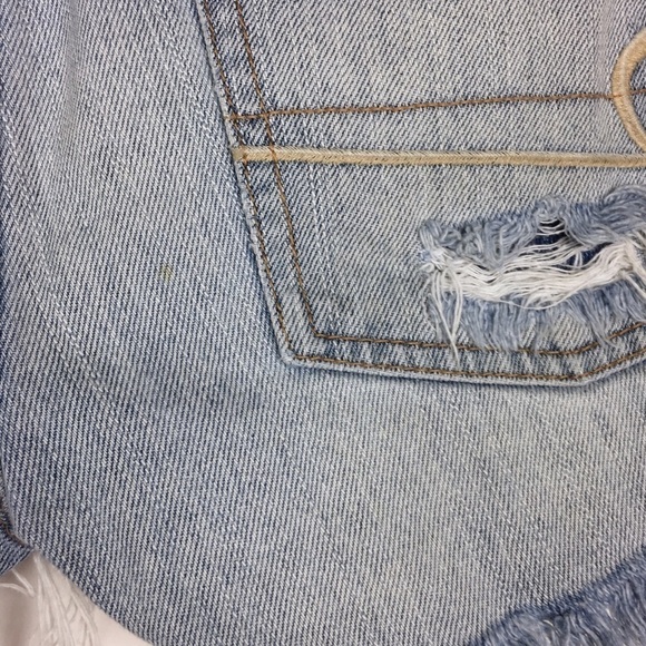 AMERICAN EAGLE Jean Shorts Cut Offs Distressed Denim 100% Cotton Festival Size 4 - Picture 11 of 12